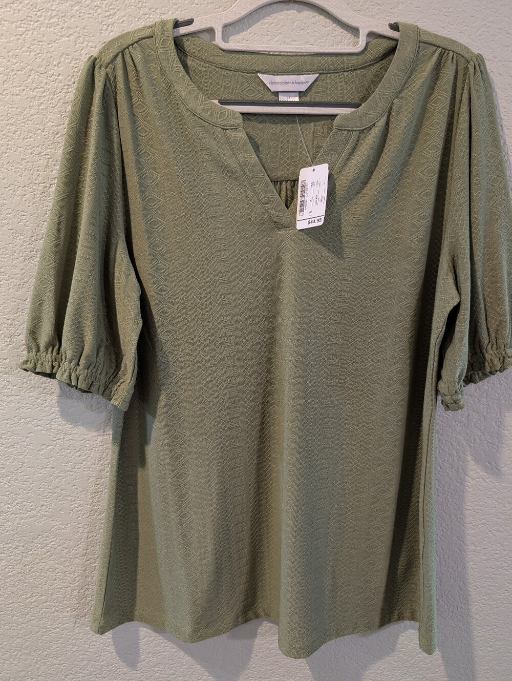 Christopher & Banks Textured Puff Sleeve Top – NWT Medium